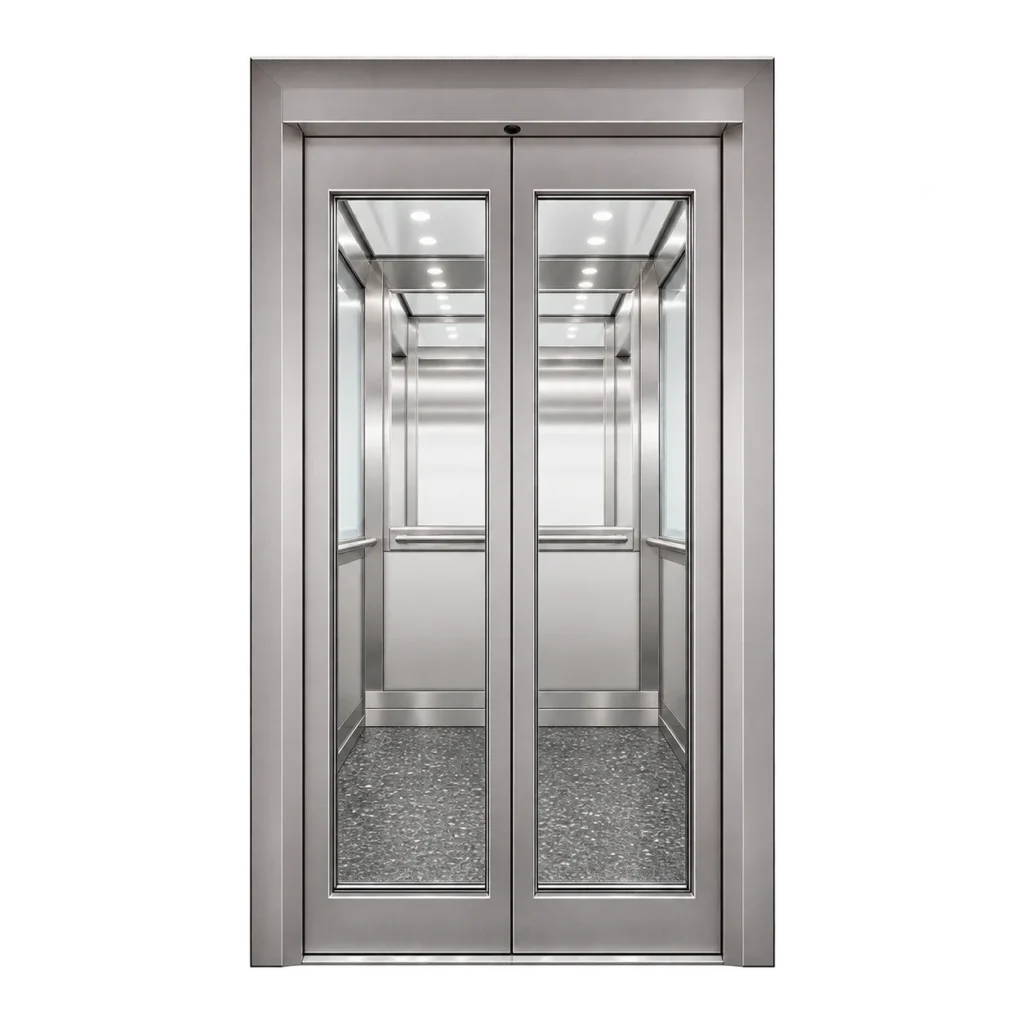 Portes automatiques d'ascenseur en acier inoxydable et vitrages